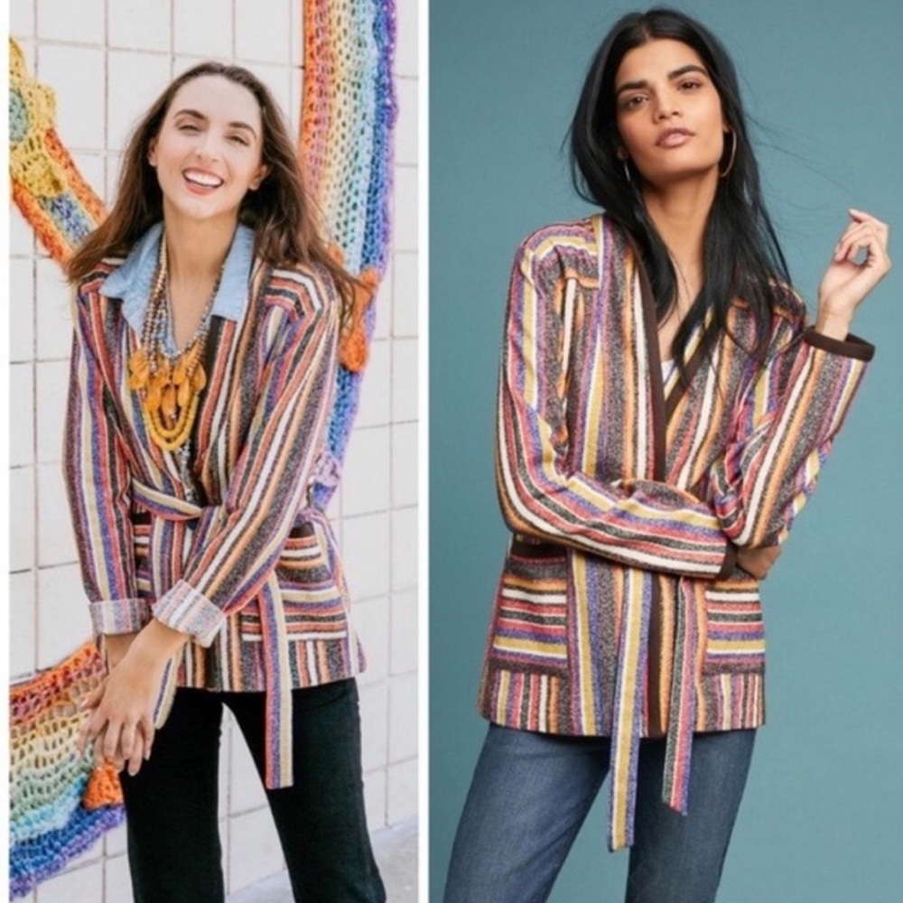 Anthro Akemi+Kin Mansoura Stripe Jacket - Picture 1 of 13
